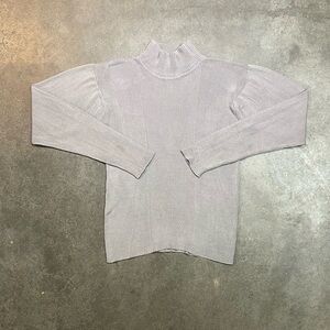 Essendi 100% Silk Ribbed Mock Neck Sweater Gray